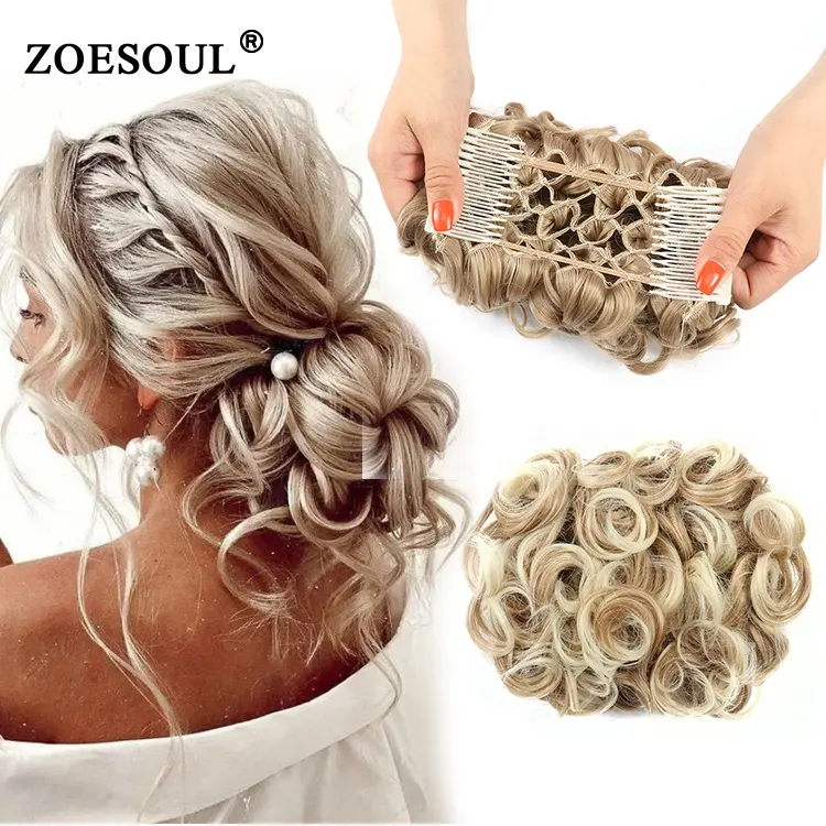 Clip per pettine Scrunchie sintetico disordinato In Chignon per capelli da donna