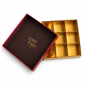 Boîte cadeau de chocolat haut de gamme personnalisée avec plateau en velours floqué et gobelets en papier de qualité alimentaire, boîte en papier personnalisée - Product Image 3