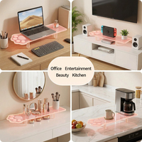 Support d'écran en acrylique élégant et compact de 80x23.5x9cm en forme de patte de chat, avec éclairage intégré, pour une décoration optimisée