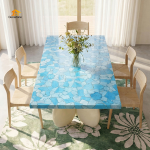 <span class=keywords><strong>Encimera</strong></span> de Piedra Semipreciosa de <span class=keywords><strong>Turquesa</strong></span> <span class=keywords><strong>Azul</strong></span> Pulida Natural Personalizada para Mesa de Comedor, Muebles de Lujo - Product Image 5