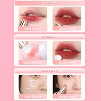 Kuas Bibir Dua Sisi dengan Bulu Sintetis & Ujung Silikon Lembut, Aplikator Rias Bibir Portabel 2-in-1