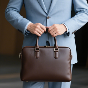 Bolso personalizado <span class=keywords><strong>de</strong></span> oficina <span class=keywords><strong>de</strong></span> cuero <span class=keywords><strong>de</strong></span> vaca <span class=keywords><strong>de</strong></span> grano superior para hombre, bolso para documentos <span class=keywords><strong>de</strong></span> negocios, bolso para ordenador portátil <span class=keywords><strong>de</strong></span> 13 pulgadas y 14 pulgadas, maletín marrón - Product Image 3