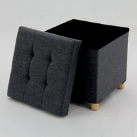 Tabouret personnalisé HStex Boîte de rangement pour chambre Tabouret et chaises pliables pour la maison Siège pouf carré en tissu