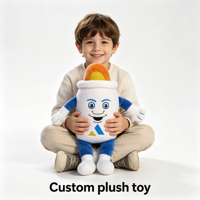 Poupées en peluche personnalisées en forme de tube, avec logo sur mesure, mascotte, design de dessin animé, vente en gros