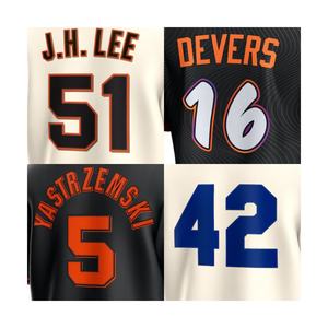 بيع بالجملة قمصان جيرسي البيسبول الأمريكية الجديدة الرخيصة مخيط أعلى قميص #51 Jhlee #16 Devers - Product Image 1