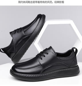 Men's New Style Leather Breathable Lightweight Retro Fashion Trendy Compliant Anti-Slip <b>Soft</b>-soled Business Casual Leather <b>Shoes</b> - Product Image 2