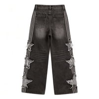 Jean taille haute imprimé étoiles pour femme, pantalon en denim ample patchwork, tenue décontractée pour festival et vacances