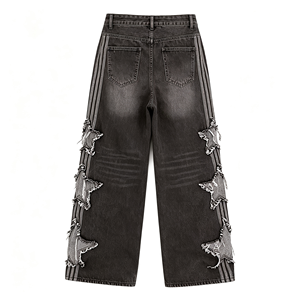 Jeans de Cintura Alta con Estampado de Estrellas <span class=keywords><strong>para</strong></span> Mujer, Pantalones Vaqueros Holgados con Parches, Atuendo Informal <span class=keywords><strong>para</strong></span> Festivales y Vacaciones - Product Image 4