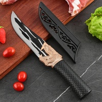 Couteau à désosser Longquan en acier inoxydable 3Cr13 forgé, motif tête de dragon, avec étui, pour la découpe et le désossage du porc à usage domestique