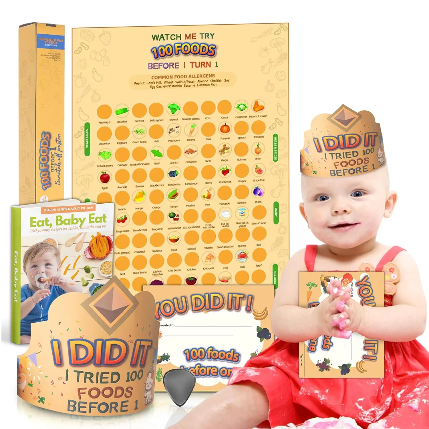 100 ide makanan awal Poster rumah makanan bayi daftar ember untuk bayi 6 bulan dan up | Bayi led menyapih cookbook