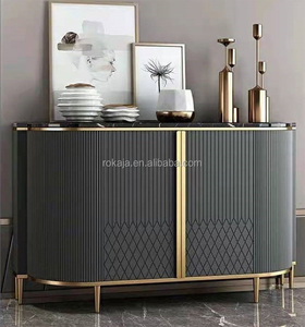 Credenza per <span class=keywords><strong>Sala</strong></span> <span class=keywords><strong>da</strong></span> <span class=keywords><strong>Pranzo</strong></span> di Tendenza, Tavolo Console Moderno con Piano in Marmo, Set di Mobili di Lusso per Decorazione Soggiorno - Product Image 5