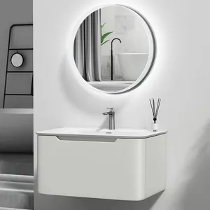 Wholesale White Lacquer Floating Cabinet Basin Wall Mounted Bathroom Vanity Cabinet With Smart Mirror