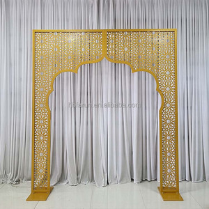 Romantic Carved Mirror Wedding <strong>Arch</strong> Gold <strong>Metal</strong> Stage Backdrop <strong>Frame</strong> for Festival Event Decor - Product Image 6