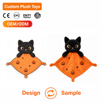 Couverture de sécurité chat noir effrayant, jouet en peluche doux en coton PP personnalisé, vente en gros OEM, cadeau promotionnel, approvisionnement en vrac pour bébés et nourrissons