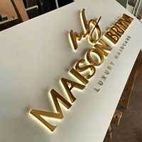 Letras Retroiluminadas LED 3D Personalizadas de Acero Inoxidable, 12V, Regulables, Doradas, Acrílicas Espejo, Metálicas, IP65 Impermeables