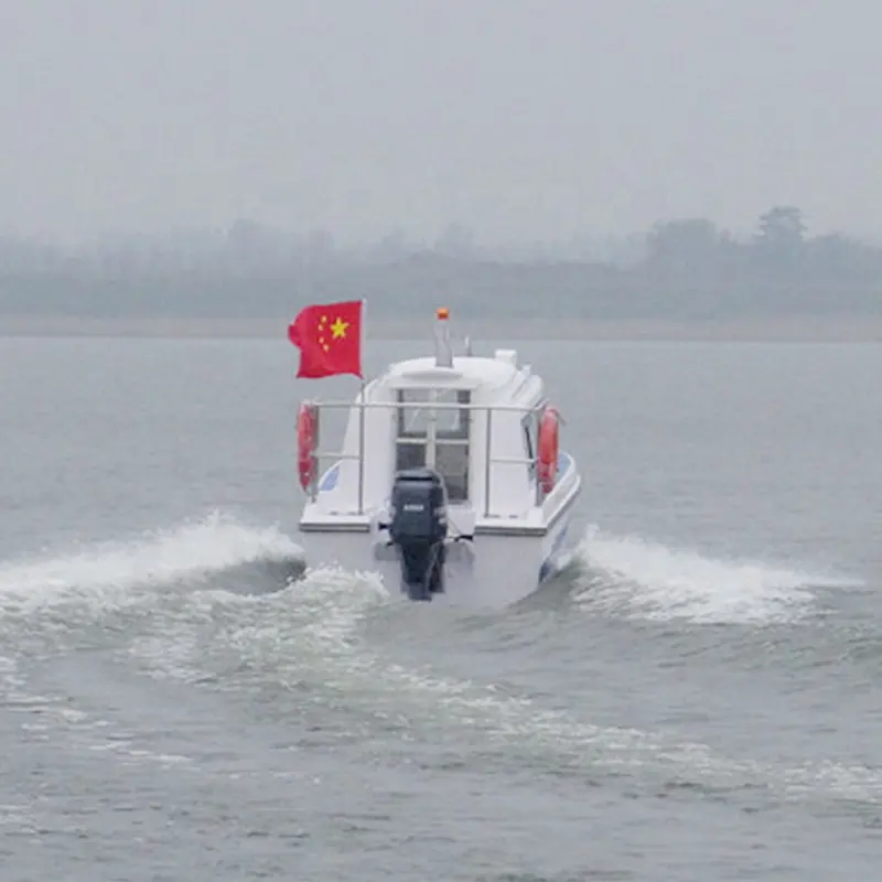 Perahu serat kaca desain Tiongkok baru dengan kabin 21.3ft/6.5M kapal patroli perahu pancing multifungsi kecepatan tinggi