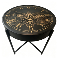 Table d'appoint rétro industrielle américaine avec engrenages mobiles réels pour salon, en métal