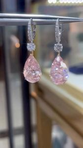 Pendientes de Diamantes Cultivados en Laboratorio, Corte Pera, Color Rosa, 3CT, Chapados en Oro de 14K, Certificados por IGI, Regalo de Joyería Fina para Bodas, Aniversarios y Fiestas - Product Image 4