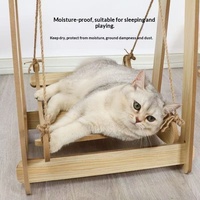Hamac suspendu en bois beige pour chat, lit balançoire universel quatre saisons, amovible, durable et confortable