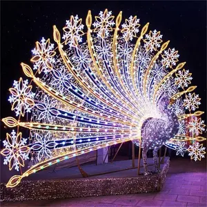 New Design Large 3D Peacock Motif Light Outdoor Holiday Figure Lighting Commercial Christmas Decorations For Zoo Park Street