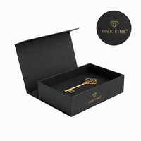 Boîte d'emballage pour clés en carton noir gaufré faite à la main - Boîte cadeau personnalisable pour porte-clés et anneaux de clés avec structure rigide