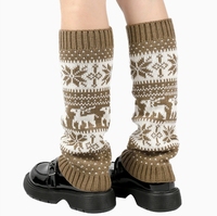 Vente en gros de jambières pour femmes motif renne automne hiver dame longueur genou Leggings chaud femme doux tricoté botte chaussettes