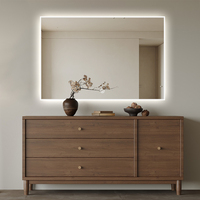 Miroir de salle de bain LED rétroéclairé mural sans cadre, commande tactile, anti-buée, miroir de vanité intelligent pour la maison, l'hôtel, la salle de bain