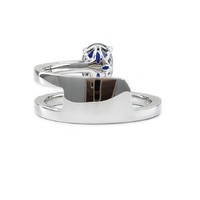Bijoux à production rapide spécialisés de haute qualité en or blanc massif 18 carats véritable diamant noir saphir bague en pierre principale pour femme