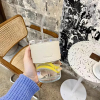 Tasse en verre tendance résistante à la chaleur avec paille, style Instagram, haute valeur esthétique, cadeau, tasse à eau
