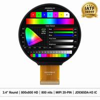 Layar Sentuh LCD Bundar 3.4 Inci 800x800 IPS dengan Antarmuka MIPI DSI Terintegrasi untuk Kenop Kontrol Rumah Pintar Termostat