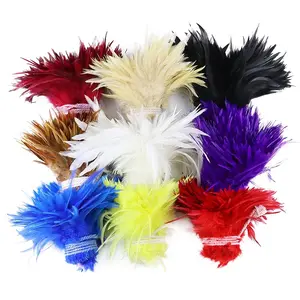 Factory Wholesale Snow White Chicken Rooster Feathers Strung for Fashion Clothing Design