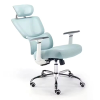 Chaises de direction ergonomiques de luxe à dossier haut en maille bleue avec support lombaire pour salle de réunion et bureau à domicile