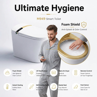 Toilette intelligente moderne avec télécommande, siège chauffant, siphon en P et siphon en S