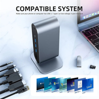 Hub USB-C 12 en 1, station d'accueil, 4K30Hz, SD TF USB 3.0, USB-C VGA, PD 100W, RJ45, audio 3,5 mm, hubs informatiques