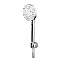 Set Shower Tangan Premium Chrome Poles Berkilau dengan Sprayer Bulat Warna Ivory dan Nozel Kelopak Bunga Putih untuk Proyek