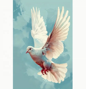 Dipinto di diamante 5D fai da te-modello colomba della pace, pietre preziose in acrilico rotonde, decorazione di residenza artistica murale senza cornice - Product Image 1