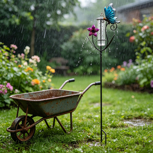 Pluviómetro Decorativo de Hierro Forjado con Forma de Mariposa, Instrumento de Medición de Lluvia para Jardín Exterior - Product Image 4
