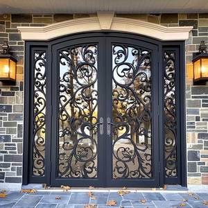 Pintu Besi Tempa Desain Mewah Sunnysky untuk Eksterior, Pintu Masuk Utama, Pintu Besi Tempa Satu Setengah - Product Image 1