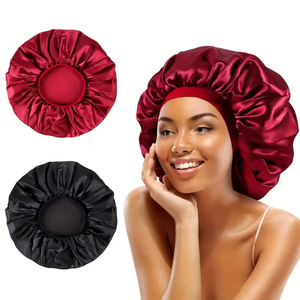 Nouveau bonnet de nuit en satin soyeux et doux pour femme, couleur unie, élégant, élastique, pour la douche et le bain - Product Image 2