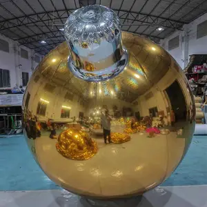 Double Layer PVC Christmas Ornament Mirror Balloon Inflatable Mirror Ball Big Shiny Balls For Decoration