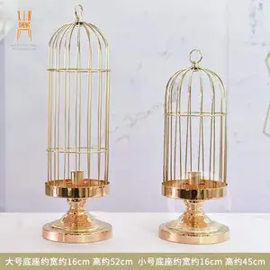 Parti dekorasyon altın Metal Birdcage mumluk
