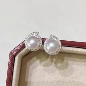 22422 Accesorios de Perlas DIY, Bandeja Vacía de Plata S925 con Cuentas Redondas de 8-9 mm, Pendientes de Plata de Moda, Pendientes de Diamantes - Product Image 1