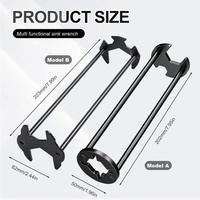 Clé multifonctionnelle pour lavabo en acier au carbone, clé de robinet, clé à tuyaux de plomberie, kit de réparation pour lavabo de salle de bain et cuisine, outils de quincaillerie