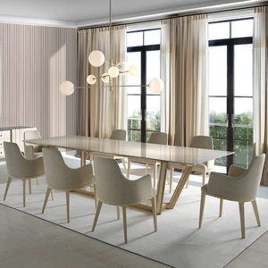 Muebles a Medida de Alta Gama al Mejor Precio, Juego de Comedor Rectangular de Diseño con Chapa de Arce Estilo Real, 8 Sillas de Acero Inoxidable - Product Image 1