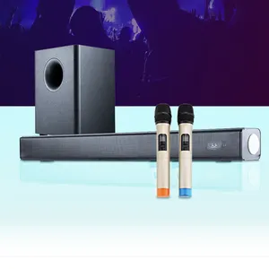 Samtronik Soundbar terintegrasi suara surround, Teater rumah TV dengan subwoofer 6.5 inci dan mikrofon sistem Speaker KTV rumah