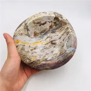 Wholesale natural healing crystal bowls ocean jasper quartz crystal ashtray for decoration
