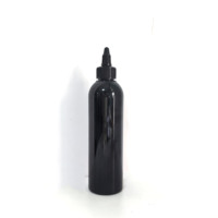 Bouteilles en plastique vides de 60ml 120ml 180ml 250ml Bouteilles rondes noires PET Cosmo avec capuchons torsadés noirs