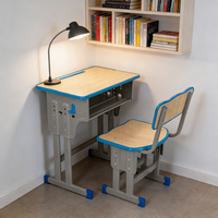 Ensemble de bureau et chaise d'étude moderne pour une personne, avec crochet latéral, rainure pour livres, plateau large mat anti-reflet, hauteur réglable, écologique pour