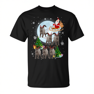 T-shirt natalizia British Shorthair Reindeer a maniche corte, girocollo, unisex, per adulti, regalo di Natale, stampa digitale - Product Image 3
