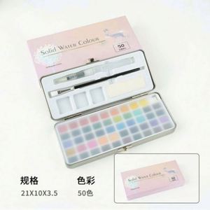 12 Colors Solid Watercolor Cakes Paint Set for <b>Canvas</b> Paper & Glass with Tin <b>Box</b> and Brush - Product Image 4